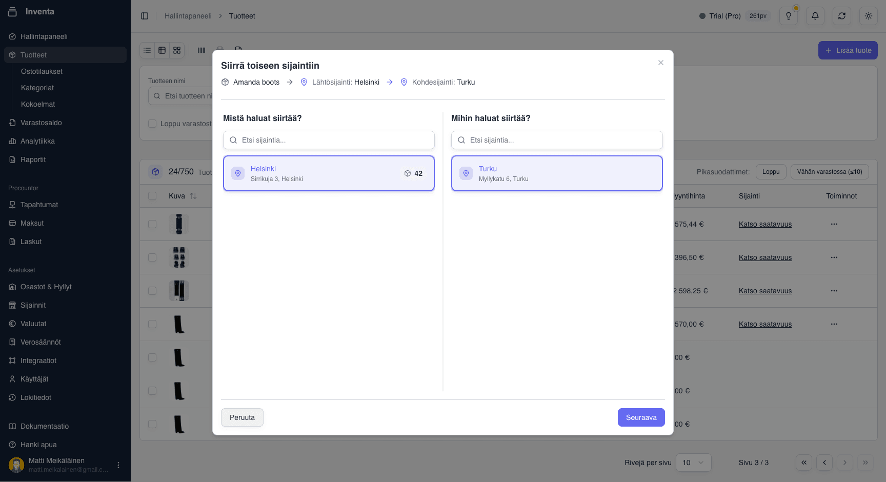 Manage inventory across multiple locations